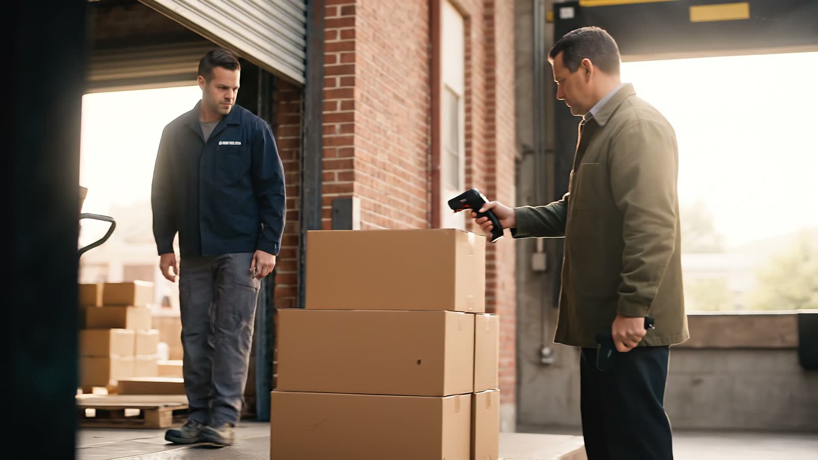 A delivery of boxes arriving at the store's loading dock
